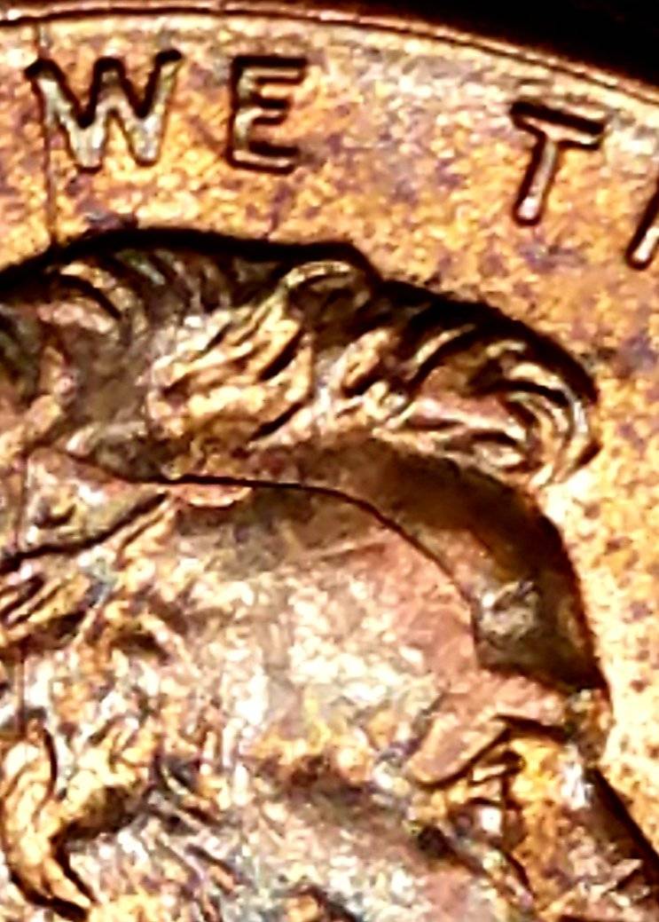 1996-P-Lincoln-Cent-Skull-Crack,-Interior-Die-Break-And-Spike-Head?
